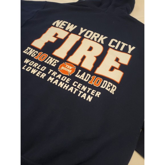 Vtg 9/11 Tribute Hooded Sweatshirt New York City Engine 10 Ladder 10 Mens Sz Med - Picture 3 of 12